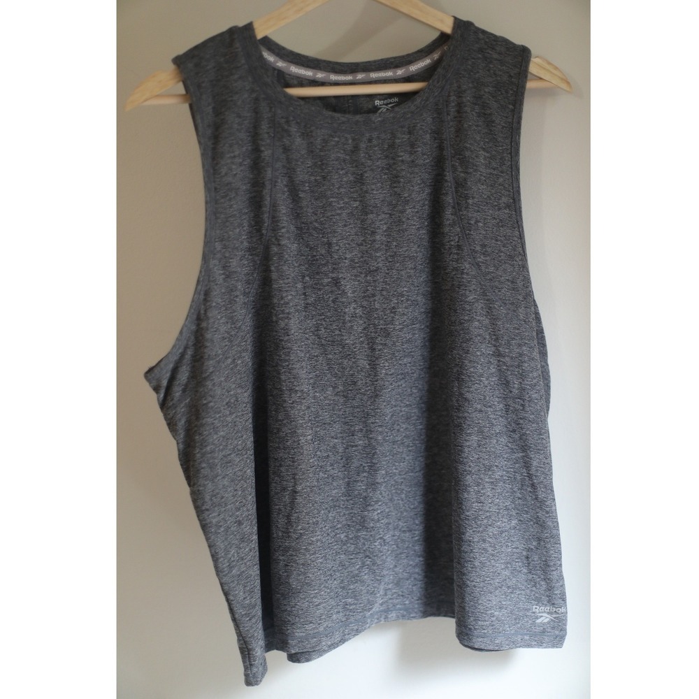 Reebok Womens XL Grey Heather Open Keyhole Back Muscle Tank Top RN 117927